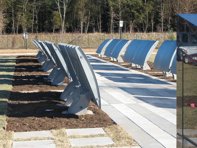 Plaques outside the National Air and Space Museum's Steven F. Udvar-Hazy Center, Dulles, Virginia