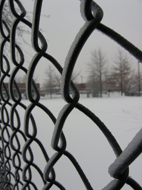 Fence during 'Wintery Mix,' Chantilly, Virginia