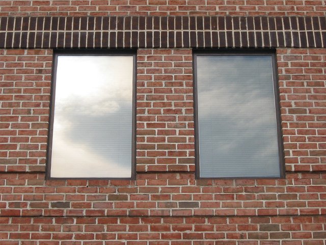 Winter sky reflected in windows, Chantilly, Virginia