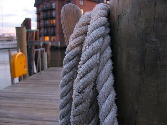 Rope on pier in downtown Annapolis, Maryland